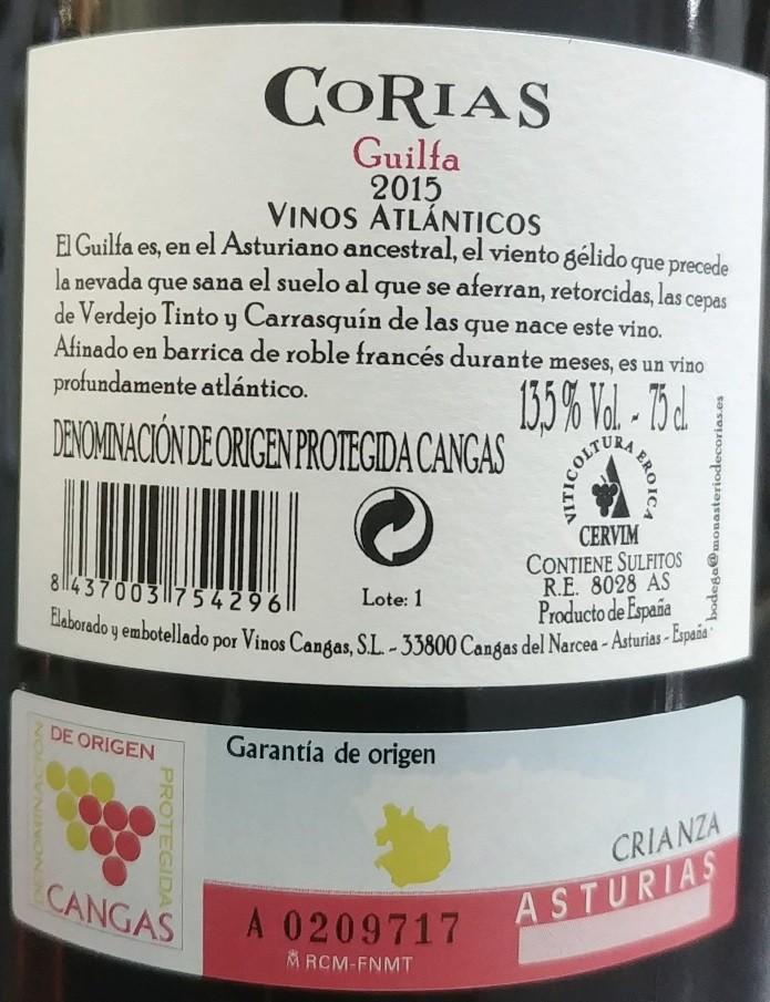 Vino Tinto Crianza Corias Guilfa - Imagen 2