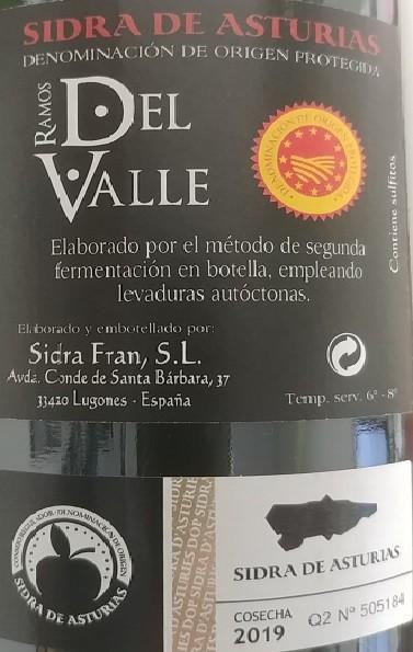 Sidra champanada Brut Nature Ramos del Valle D.O.P. - Imagen 2